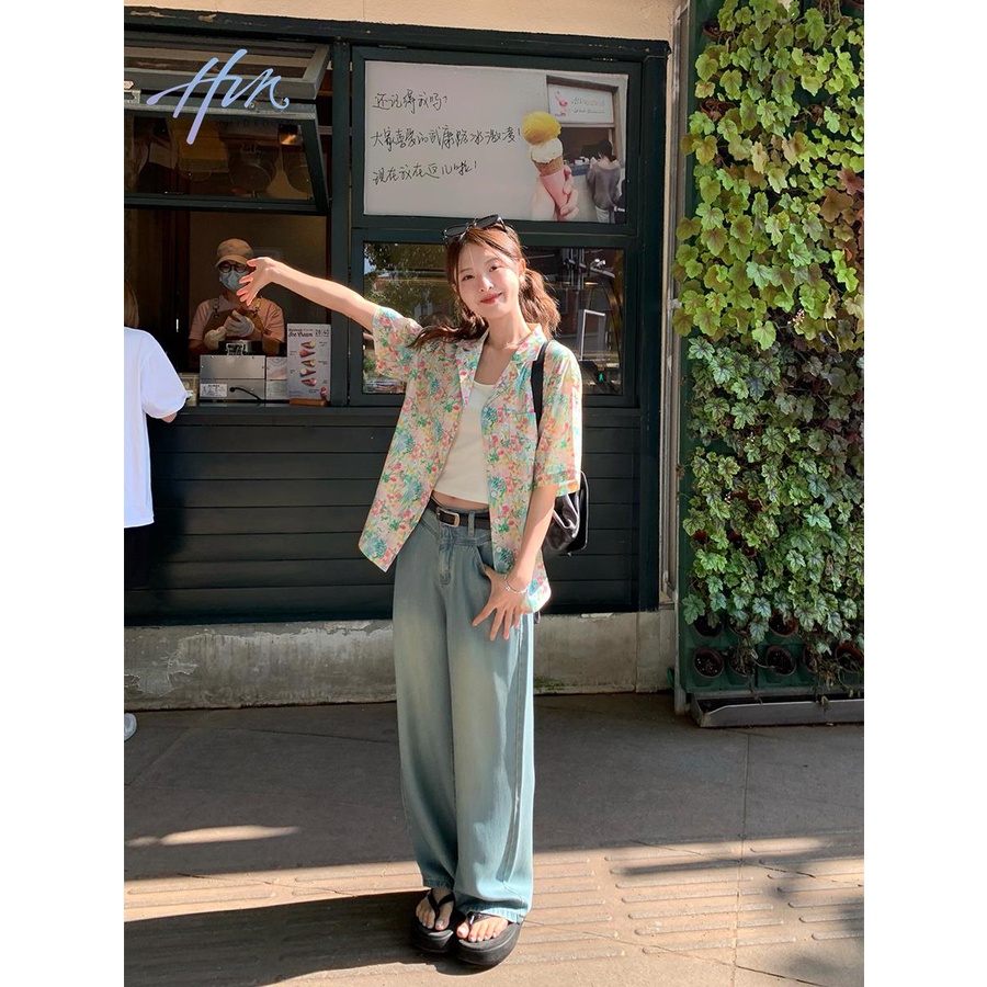 Áo Sơ Mi Cotton Ngắn Tay Dáng Rộng In Họa Tiết Hoa Sơn Dầu Phong Cách Mùa Hè Cho Nữ