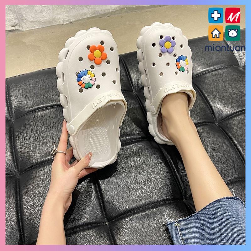 Giày Sandal Có Lỗ Xỏ Ngón Hình Hoa Hướng Dương Phong Cách Mới Cho Nữ dép lê sỏ ngón nữ
