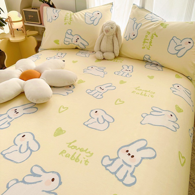 Bộ Ga Gối Cotton 100% Họa Tiết Hoạt Hình Ngộ Nghĩnh Cho Bé Yêu