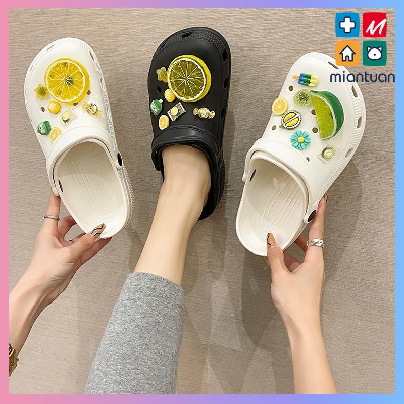 Dép crocs size lớn họa tiết trái cây thời trang thoáng mát cho phái nữ dép lê sỏ ngón nữ