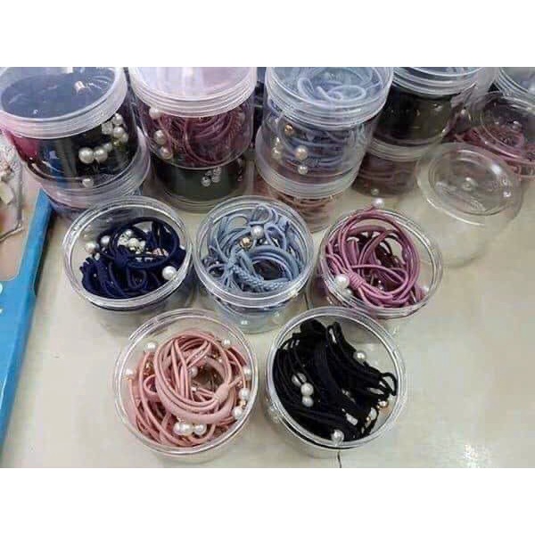 Set Buộc Tóc sunzin gồm 12 Dây Thun Kèm Hộp Đựng, Siêu Bền, Siêu Co Giãn