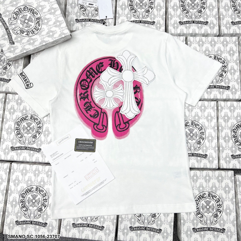 Áo phông nam nữ Premium Cotton in hình chữ thập Chrome Hearts loang hồng hai mặt phong cách trẻ trung 2023 | BigBuy360 - bigbuy360.vn