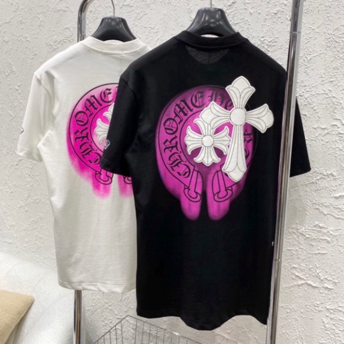 Áo phông nam nữ Premium Cotton in hình chữ thập Chrome Hearts loang hồng hai mặt phong cách trẻ trung 2023 | BigBuy360 - bigbuy360.vn