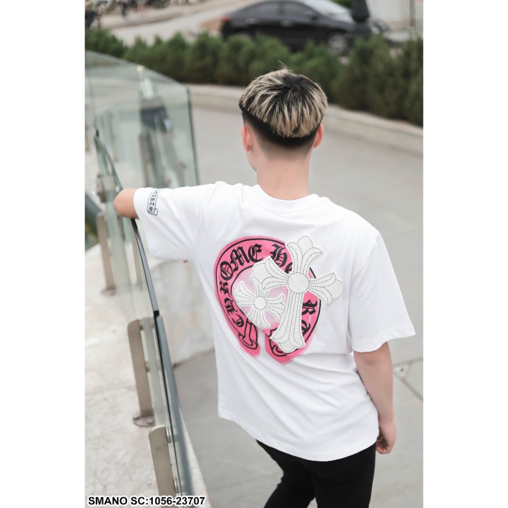Áo phông nam nữ Premium Cotton in hình chữ thập Chrome Hearts loang hồng hai mặt phong cách trẻ trung 2023 | BigBuy360 - bigbuy360.vn