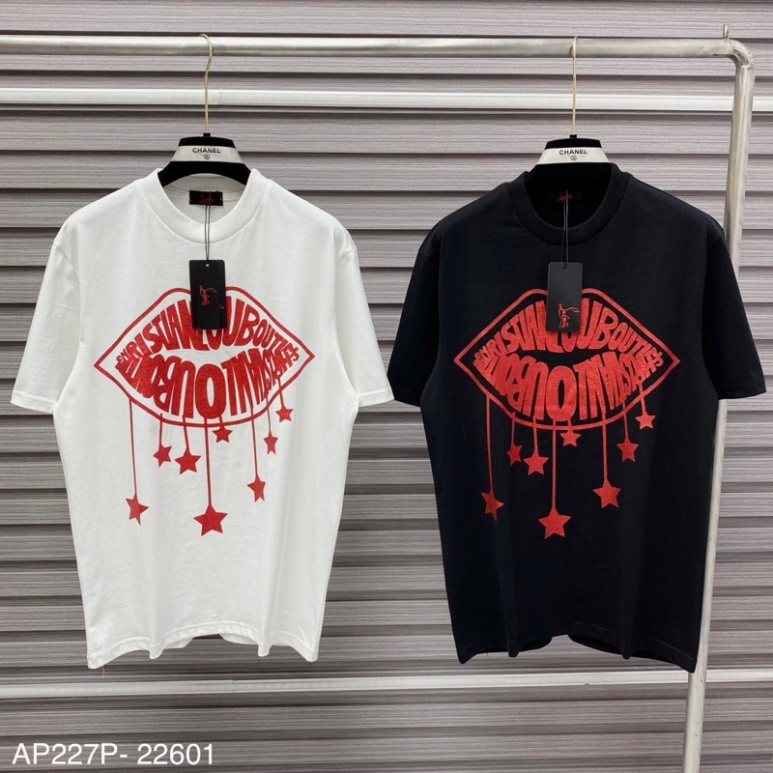 Áo Thun Nam LBT Siêu Cấp In Kim Tuyến Môi Màu Đỏ Chất Liệu Cotton Unisex Nam Nữ Siêu Đẹp Cháy phố 2023