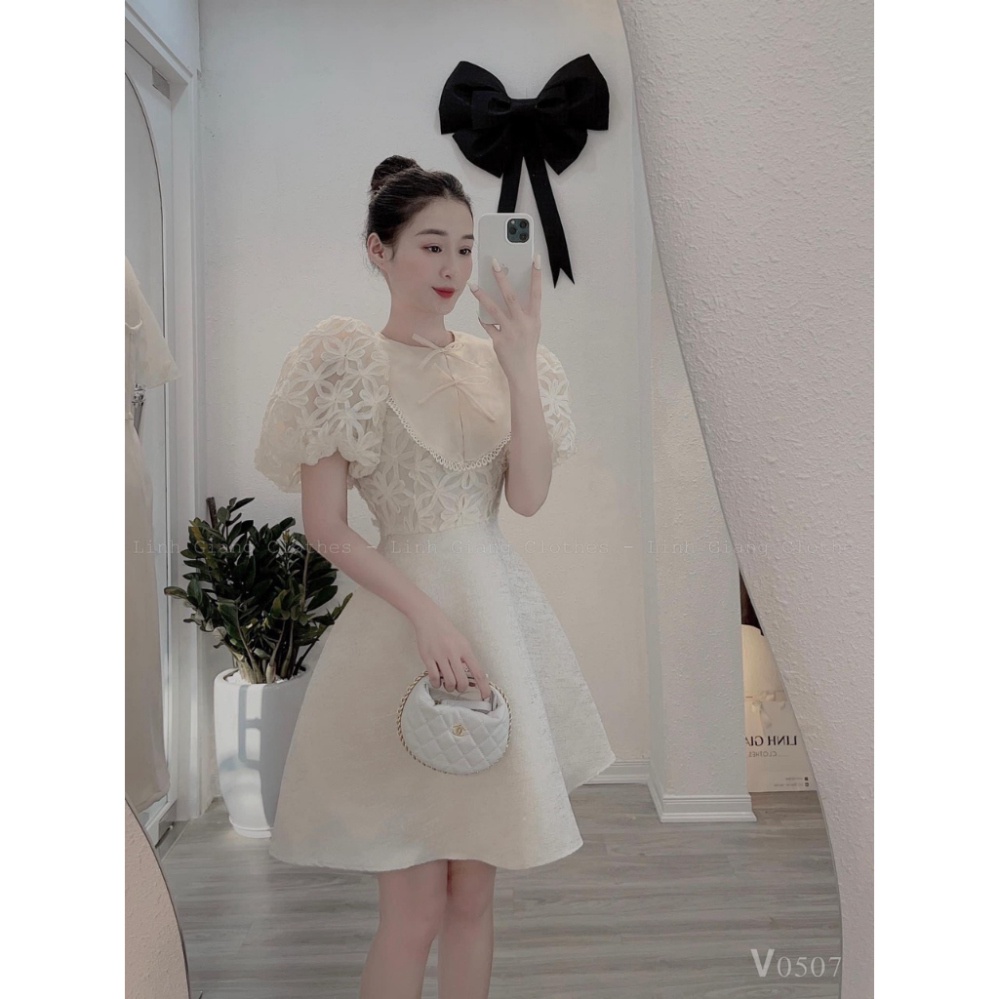 Váy Ren Gấm Siêu Sang, Chất Tacta Gấm Nhũ Form Chuẩn Sịn