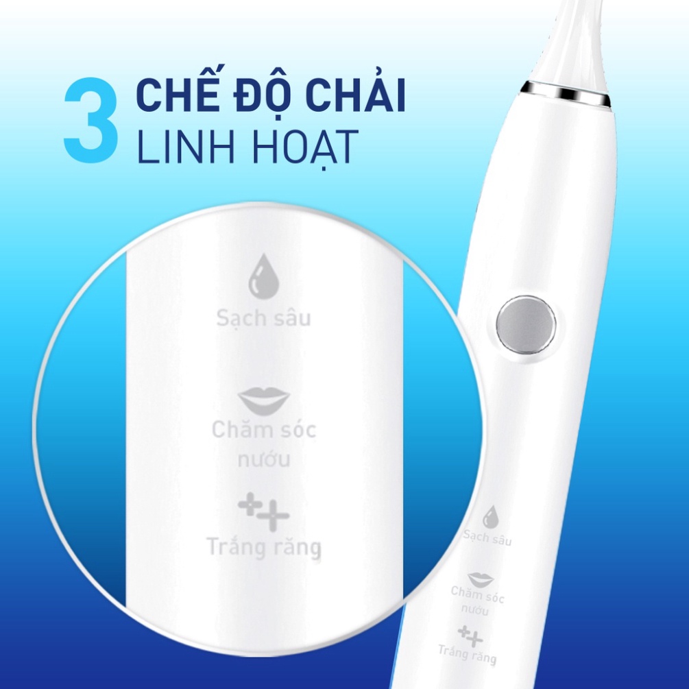 Cam kết Bộ Bàn Chải Điện P/S S100 PRO màu trắng & Bộ 2 đầu chải thay thế Sạch Sâu