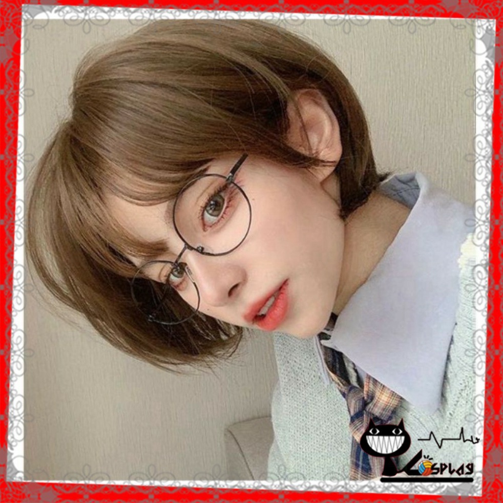 [Sẵn] Wig teen/lolita/cosplay TT002 tomboy màu nâu lưới hoa (tóc giả nguyên đầu ngắn) [Miu Cosplay 01]