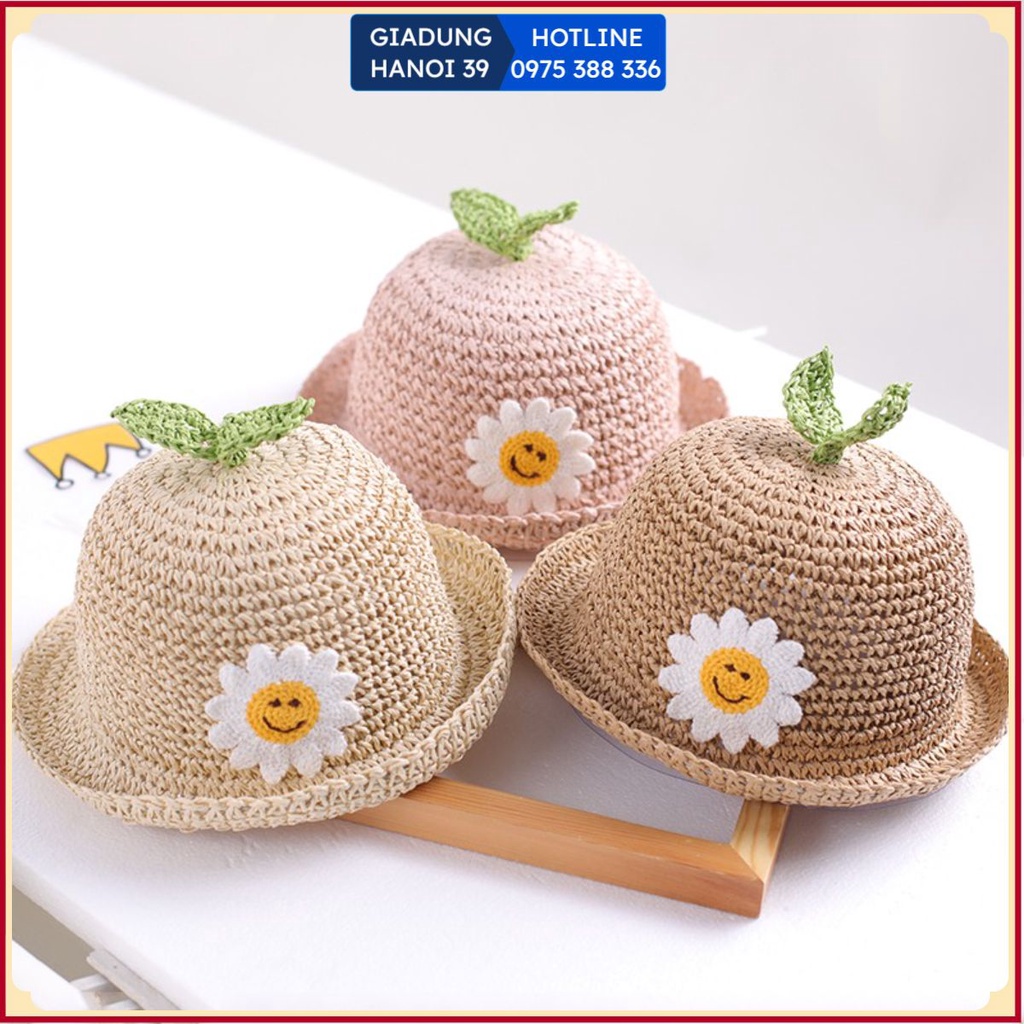 Mũ cói đính họa Tiết Hoa Cúc Xinh Xắn Thời Trang Chống Nắng Mùa Hè Cho Bé Gái Dễ Thương T2 Nắng Họa Tiết - #MUCOI