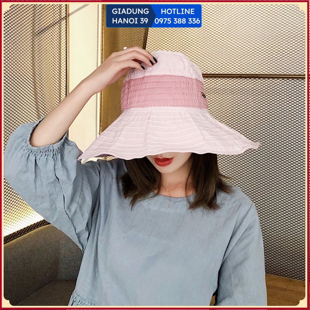 Mũ/Nón đi biển rộng vành hở đầu đính nơ-có thể xếp gọn nhiều màu xinh yêu - #mucoidibien