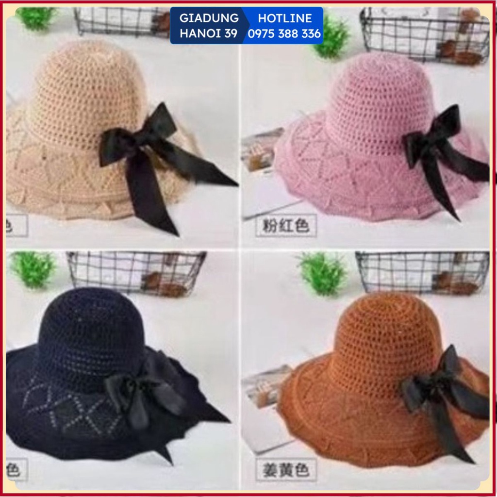 Mũ cói đi biển nữ vành rộng chống nắng, nón cói nơ xinh thời trang Hàn Quốc rẻ đẹp - GIA DỤNG THÔNG MINH LẺ BẰNG SỈ