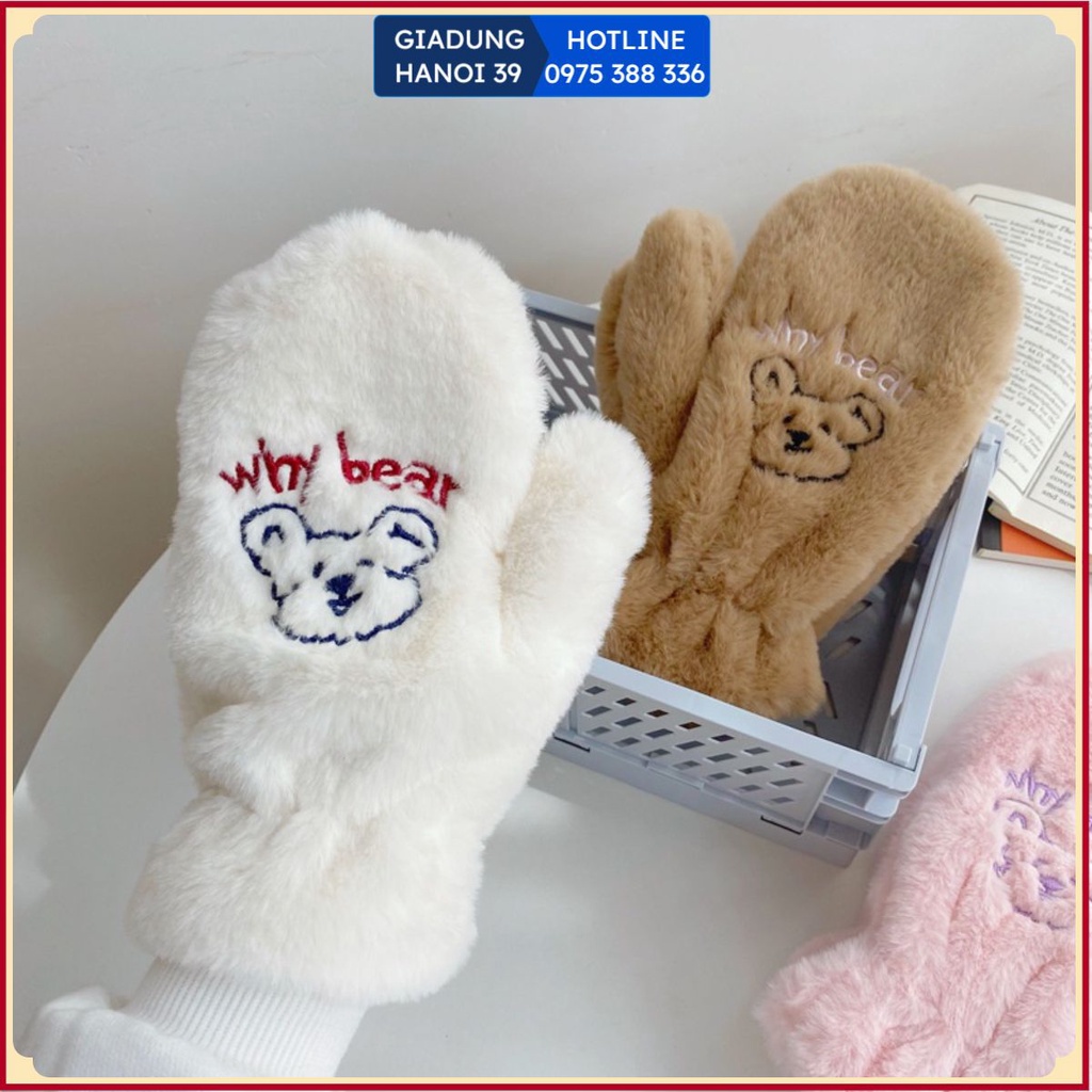 PVN36446 - Găng tay len lông cừu họa tiết gấu dễ thương - #gangtay