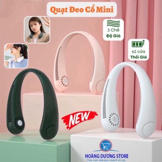 Quạt mini đeo cổ không cánh làm mát thông minh 360 độ, quạt treo cổ tích điện 3 chế độ pin 2400mAh sạc USB - QC2