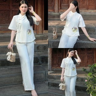 Đồ lam nữ mẫu Tịnh vạt lệch chất cotton lạnh Hàn Quốc cao cấp