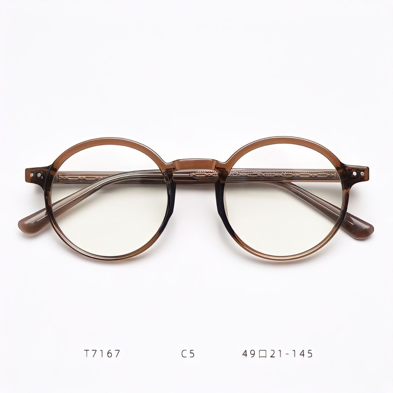 Kính giả cận, Gọng kính cận nam nữ retro dáng tròn nobita cao cấp lõi thép x nhựa acetate 7167 Jolie eyewear