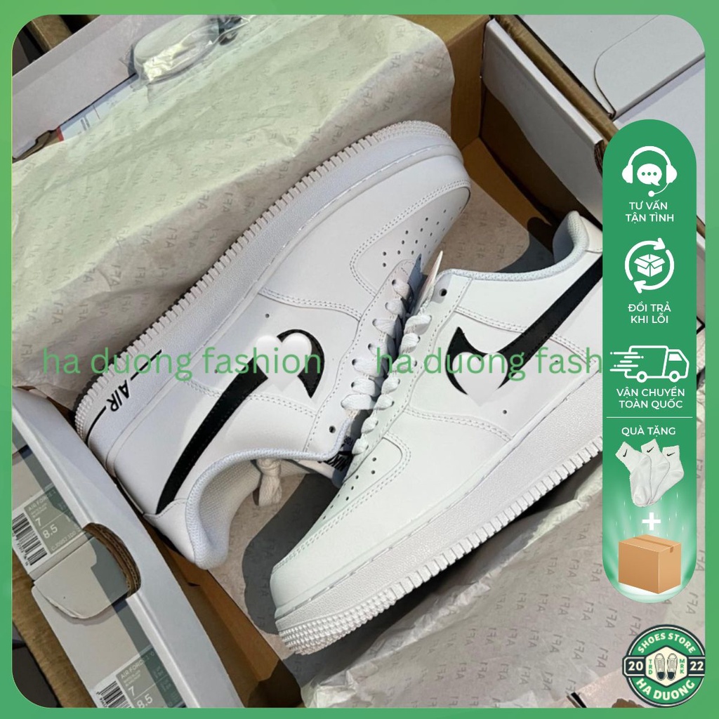 Giày Nike Air Force 1 Vệt Đen, Giày Af1 White Black Bản Chuẩn Đế Air Nam Nữ Full Phụ Kiện Đủ Size 36-43