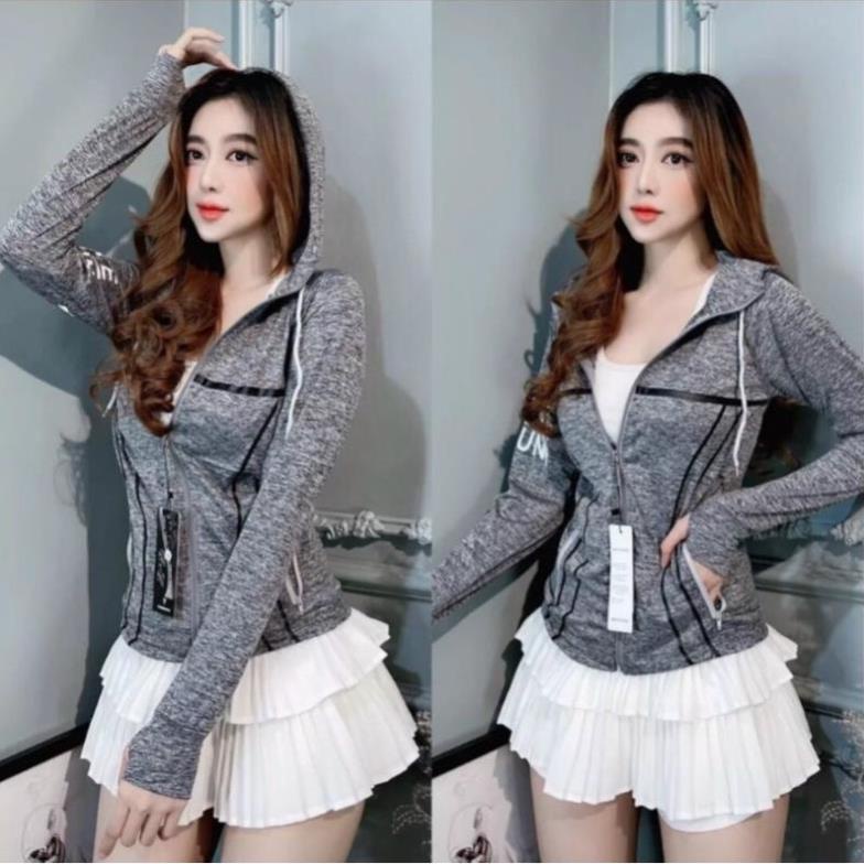 Áo khoác chống nắng thun lạnh in đốm viền in tay chữ trắng kèm ảnh thật