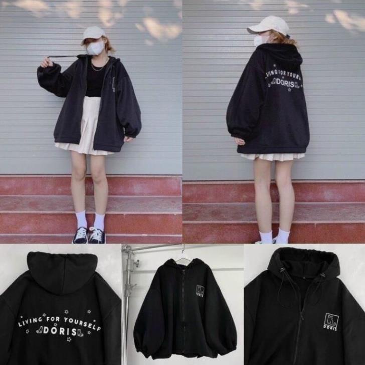 Áo khoác nỉ ngoại nam nữ in chữ DORIS