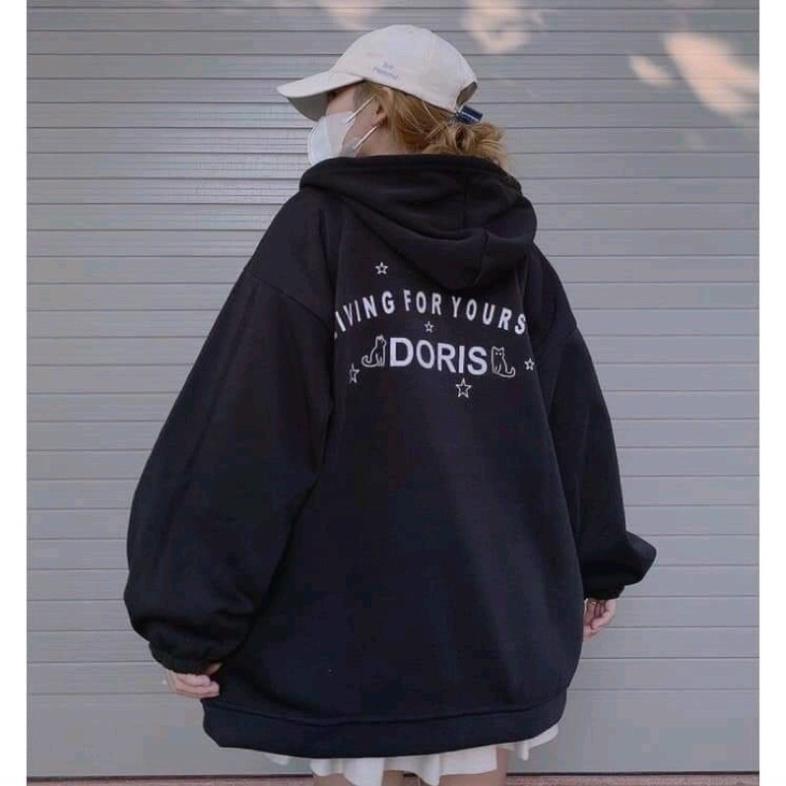 Áo khoác nỉ ngoại nam nữ in chữ DORIS