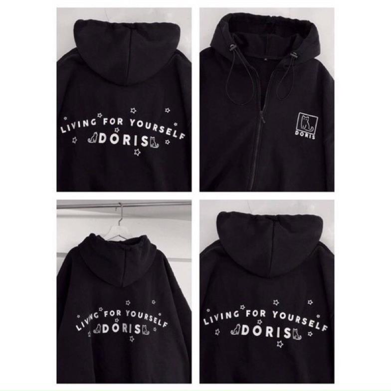 Áo khoác nỉ ngoại nam nữ in chữ DORIS
