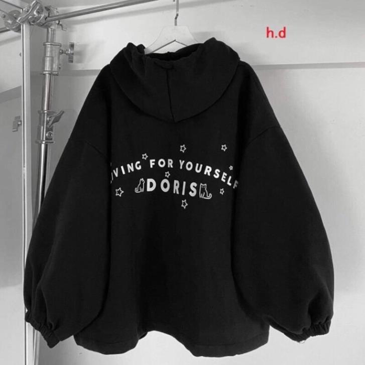 Áo khoác nỉ ngoại nam nữ in chữ DORIS