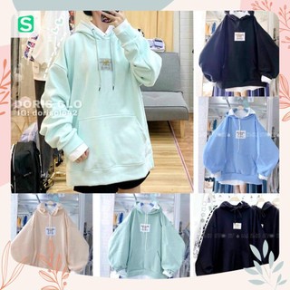 Áo khoác nam nữ nỉ ngoại hoodie logo vuông tay phồng 💗