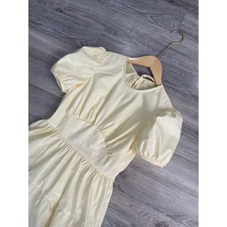 đầm váy babydoll trắng rút nhún cotton