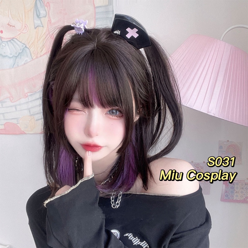 [Sẵn] Wig teen/lolita cute mix tím nâu phong cách học sinh jk mã S031 [Miu Cosplay 01]