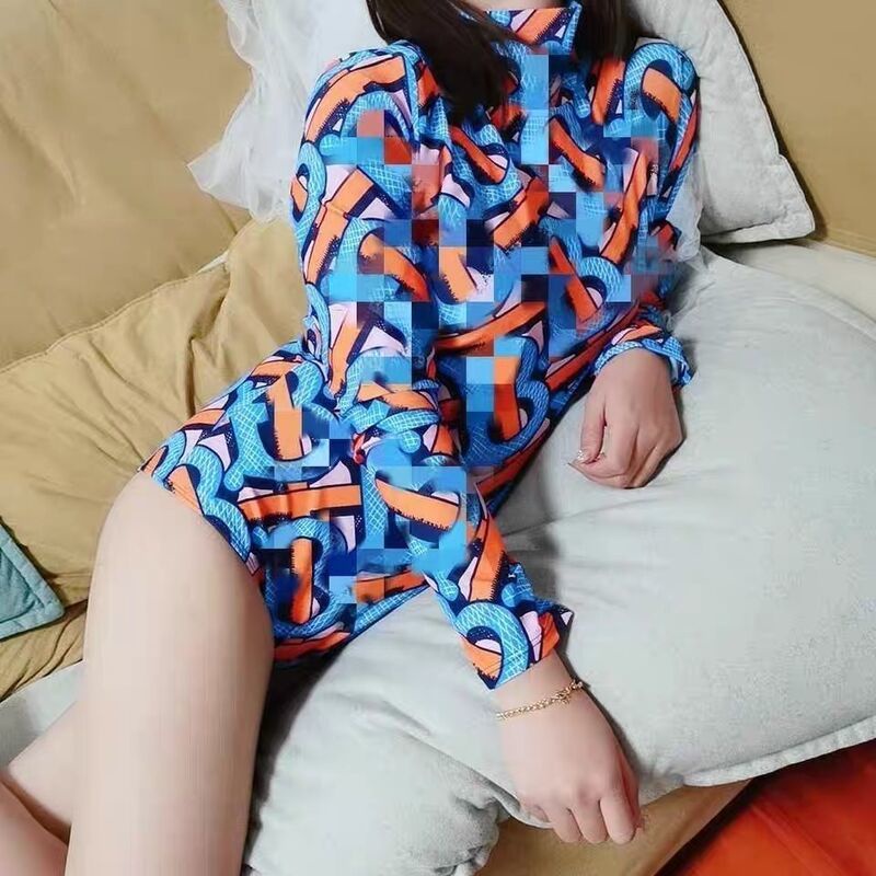 Bộ Đồ Bơi Một Mảnh Tay Dài Chống Nắng In Chữ Phong Cách Âu Mỹ