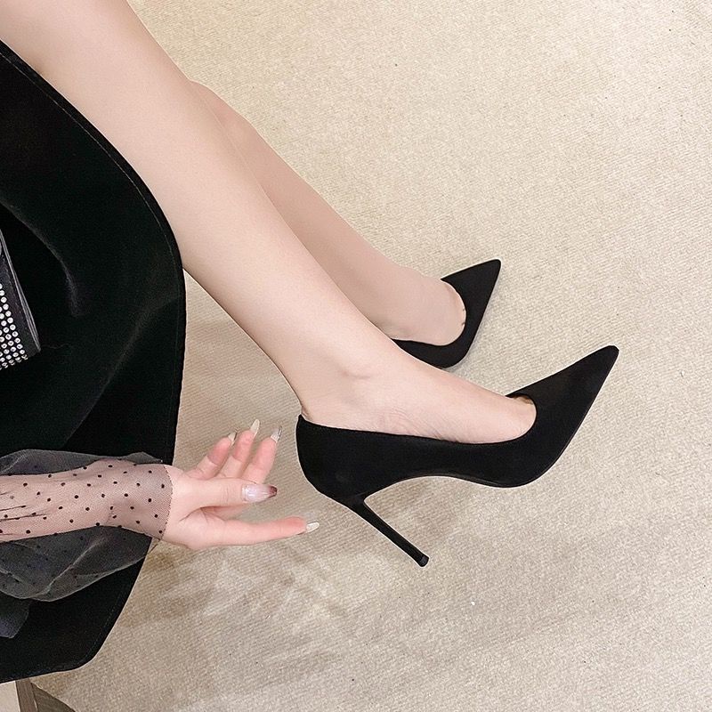 Giày Cao Gót Màu Đen Thời Trang Công Sở Thanh Lịch Cho Nữ