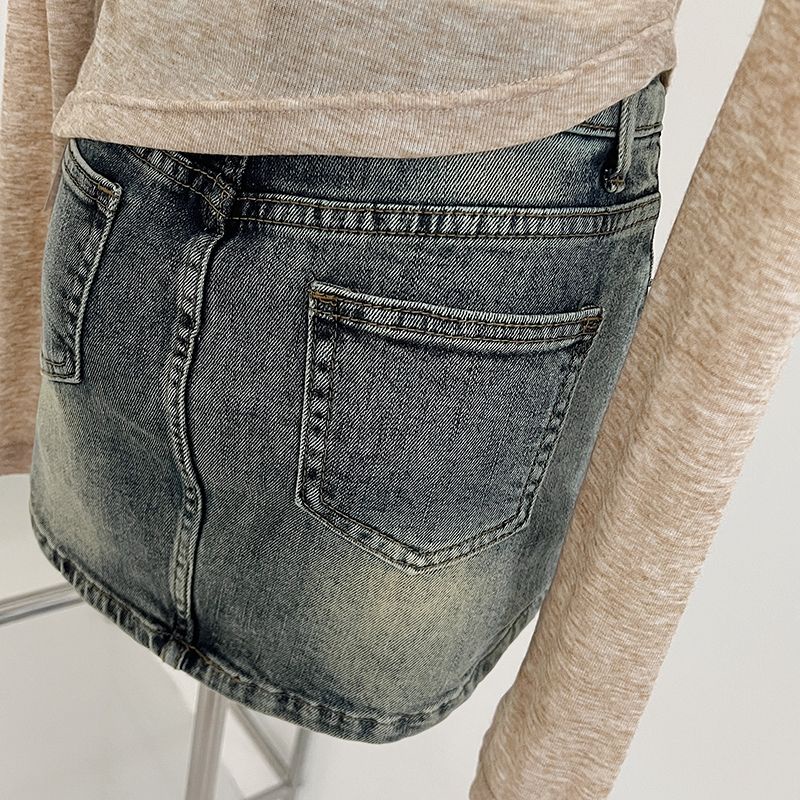 Chân váy jean Chữ A Lưng Cao Dáng Ôm Thời Trang Xuân Hè Dành Cho Nữ