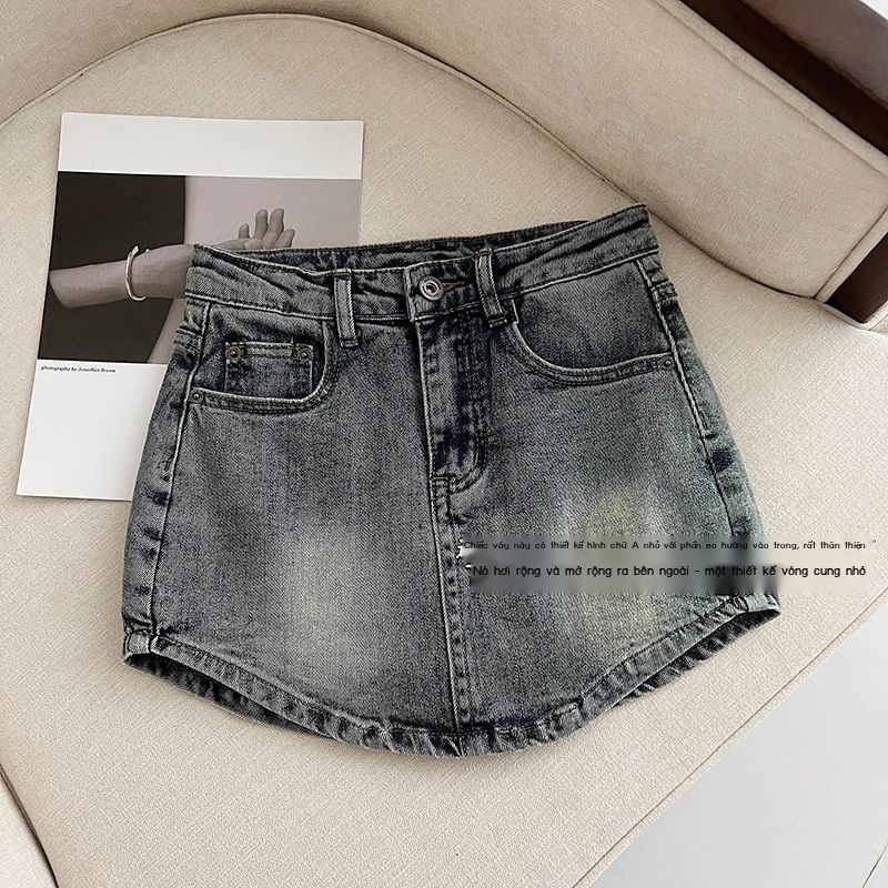 Chân váy jean Chữ A Lưng Cao Dáng Ôm Thời Trang Xuân Hè Dành Cho Nữ