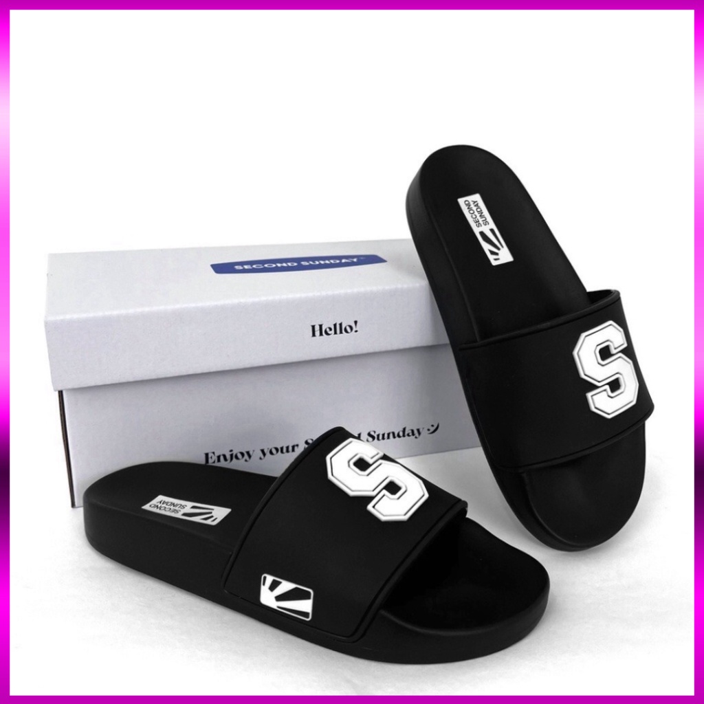 Dép Nam Nữ Unisex Quai Ngang Slipper siêu bền , dép cao cấp chữ S, full book Second Sunday Evening Slides Ladystore MoiS | BigBuy360 - bigbuy360.vn