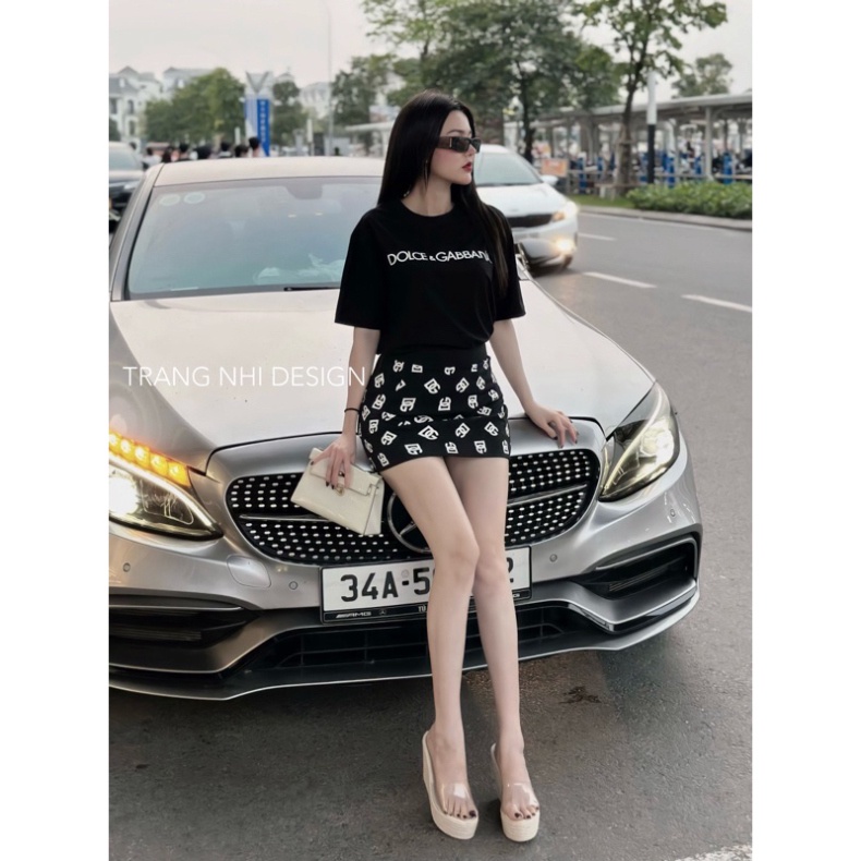 Set áo phông thun co dãn, chân váy co dãn tôn dáng siêu đỉnh dành cho nữ