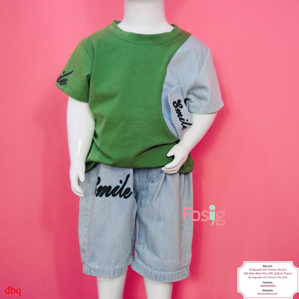 Set Đồ Bộ Ngắn Bé Trai QC - Xanh Lá Jean Smile