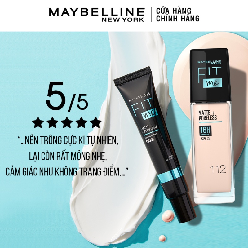 [Bộ trang điểm] Kem nền kiềm dầu chống nắng Fit Me Mịn Lì 30ml + Kem lót ngăn xuống tông Fit Me Primer Maybelline New Yo | BigBuy360 - bigbuy360.vn