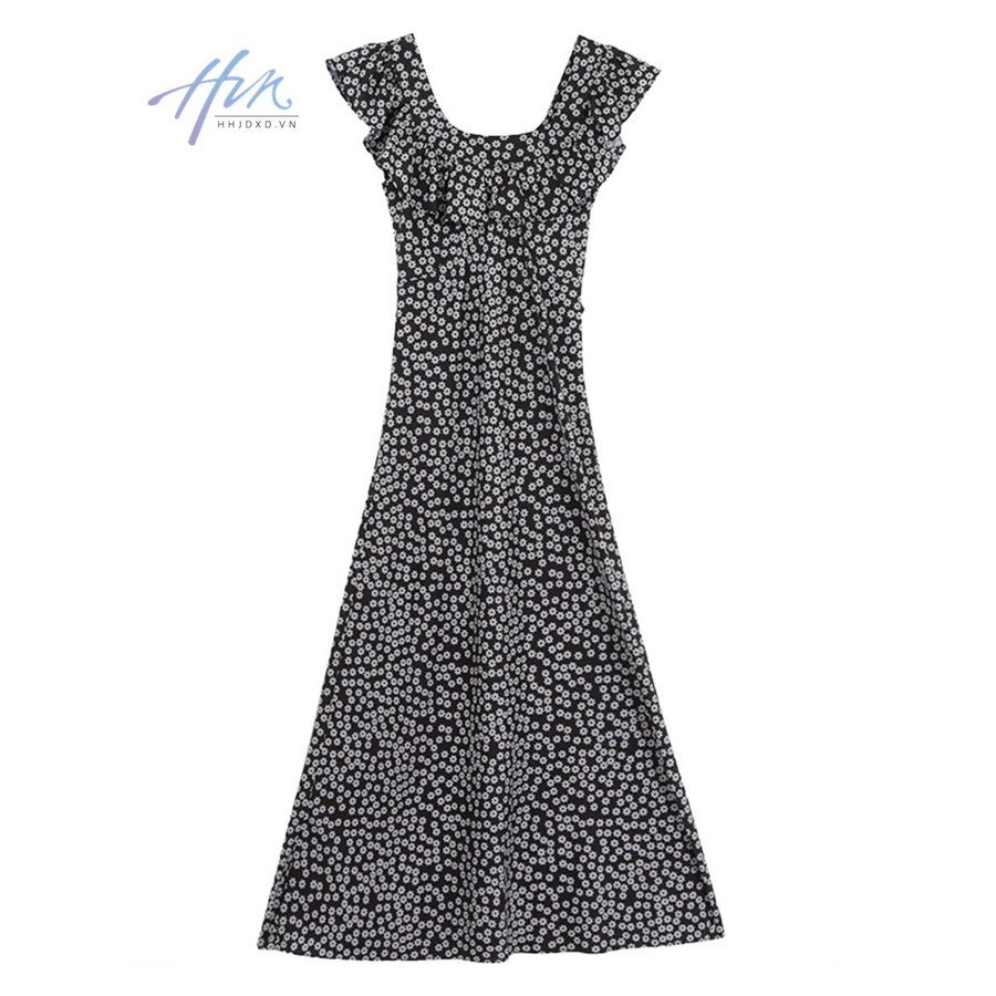 Đầm Hoa Dáng Dài Màu Đen Thời Trang Mùa Hè 2023 Cho Nữ