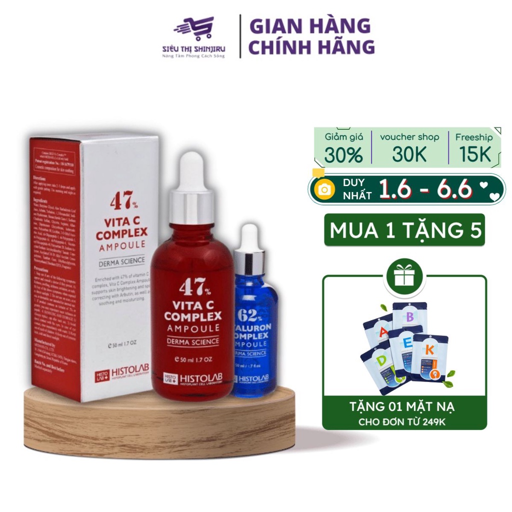 Serum Dưỡng Trắng Sáng Da Histolab Vita C Complex Ampoule 47% Chống lão hóa, không cồn (Date2026) - 50ml