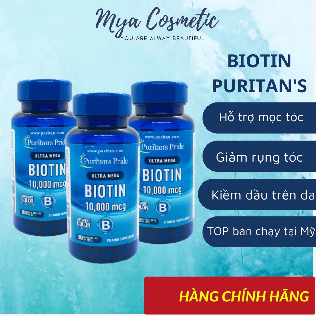 Viên uống mọc tóc, giảm rụng tóc Puritan's Pride Ultra Mega Biotin 10000 mcg 50 viên-100 viên
