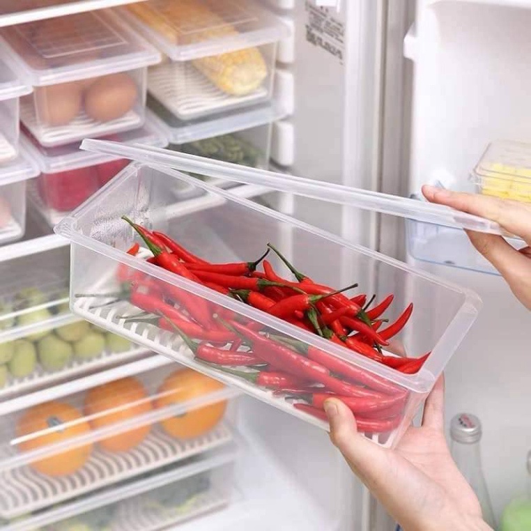 Hộp nhựa trong suốt đựng thực phẩm có khay thoát nước - hộp đựng thực phẩm có khay tách nước