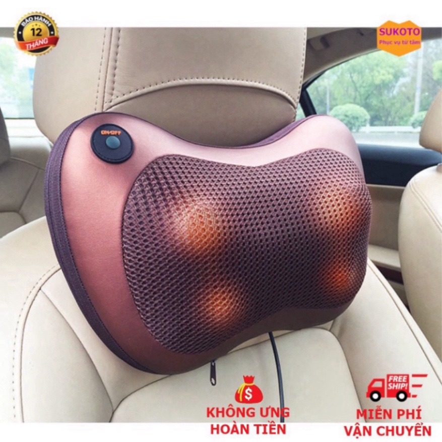 Gối massage hồng ngoại 8 bi 2 chiều cao cấp, gối mát xa cổ vai gáy chính hãng công nghệ Nhật Bản, bảo hành 5 năm A34 ( B