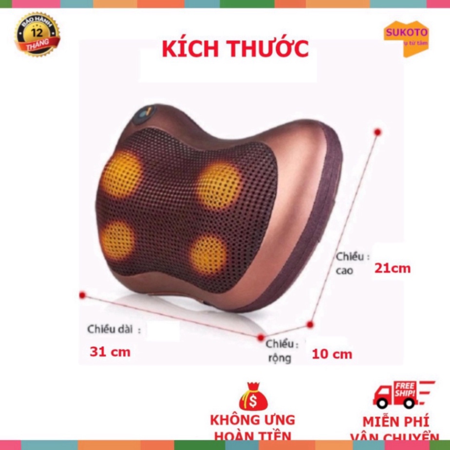 Gối massage hồng ngoại 8 bi 2 chiều cao cấp, gối mát xa cổ vai gáy chính hãng công nghệ Nhật Bản, bảo hành 5 năm A34 ( B