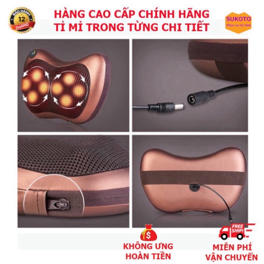 Gối massage hồng ngoại 8 bi 2 chiều cao cấp, gối mát xa cổ vai gáy chính hãng công nghệ Nhật Bản, bảo hành 5 năm A34 ( B