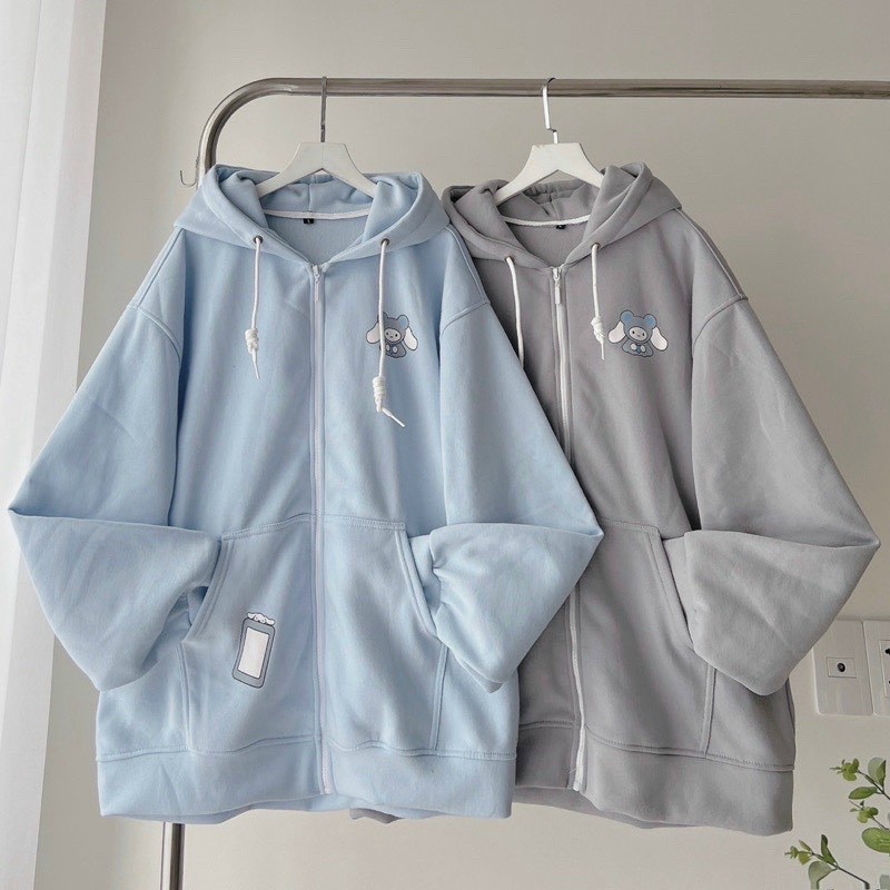 Áo khoác nam nữ Hoodie nỉ trơn Basic in CỪU VÀ CHÓ form rộng khóa kéo có mũ rộng 2 lớp giá rẻ couple của shop Áo Khoác H