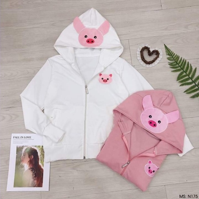 Áo khoác nữ thêu hình con heo chất da cá cực đẹp mẫu heo xinh Unisex của shop Áo Khoác Hottrend