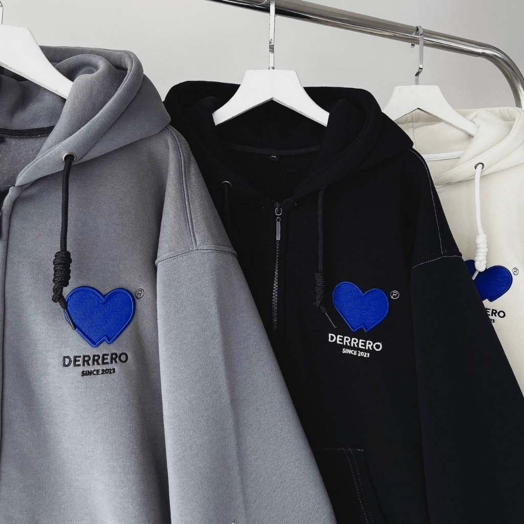 ÁO HOODIE - ÁO KHOÁC NỈ NGOẠI Dây full zip  HOOIDE MỚI in TIM XANH của shop Áo Khoác Hottrend