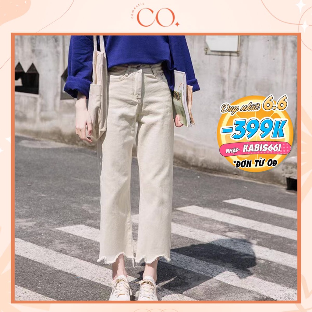 Quần jean ống đứng tua gấu, Quần jean cạp cao tôn dáng_Mẫu Mới Nhất J18