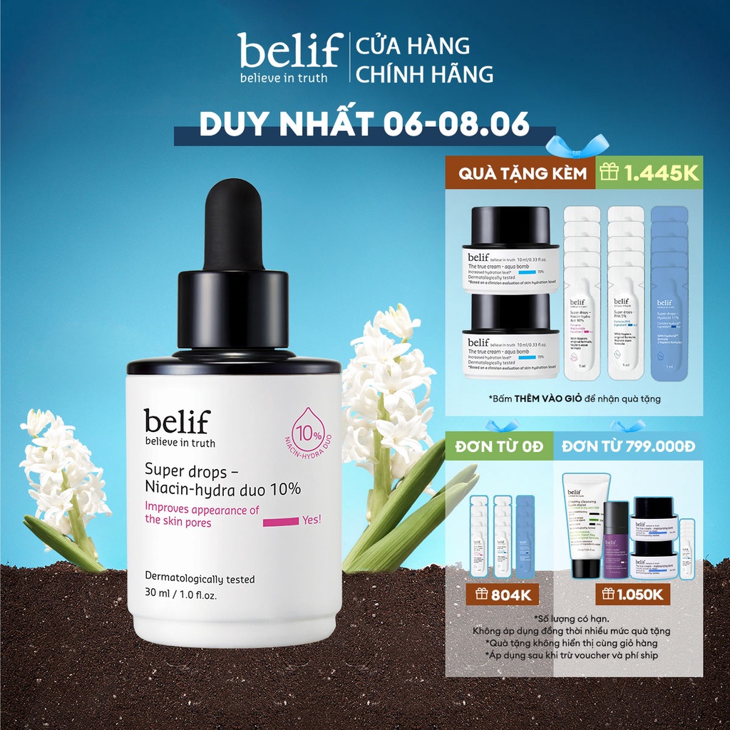 Tinh chất dưỡng ẩm và cải thiện lỗ chân lông belif Super Drops Niacin-hydra duo 10% 30 ml