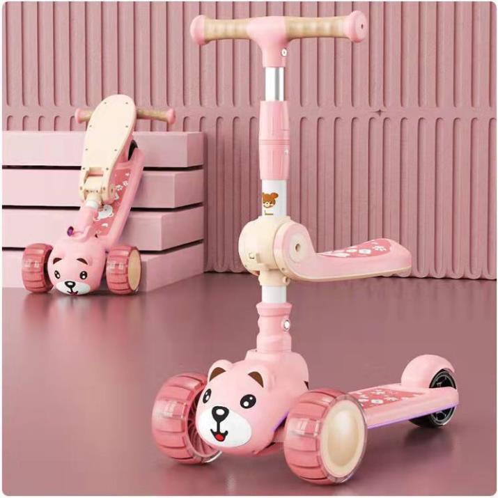 Cx Xe Scooter Cho Bé Hình Gấu Bear Có Nhạc Và Đèn Phát Sáng, Bảo Hành 1 Đổi 1, Xe Trượt Scooter Cho Bé Chòi Chân9 xz
