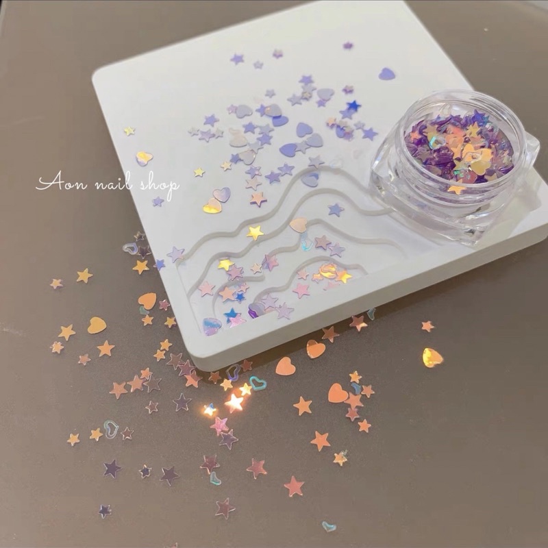 Nhũ hạt Kim sa ẩn móng nhiều hình